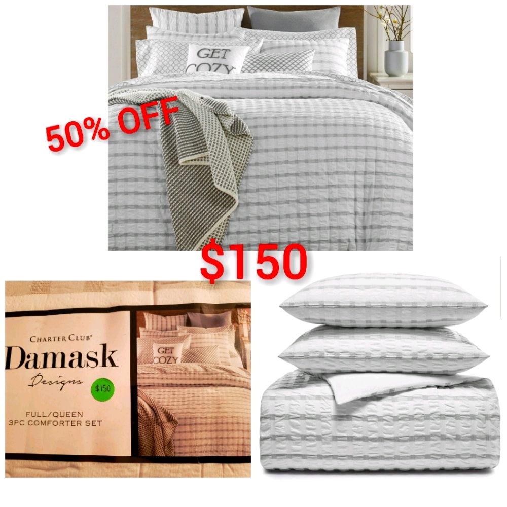 Charter club Damask designs 3pc F/Q set